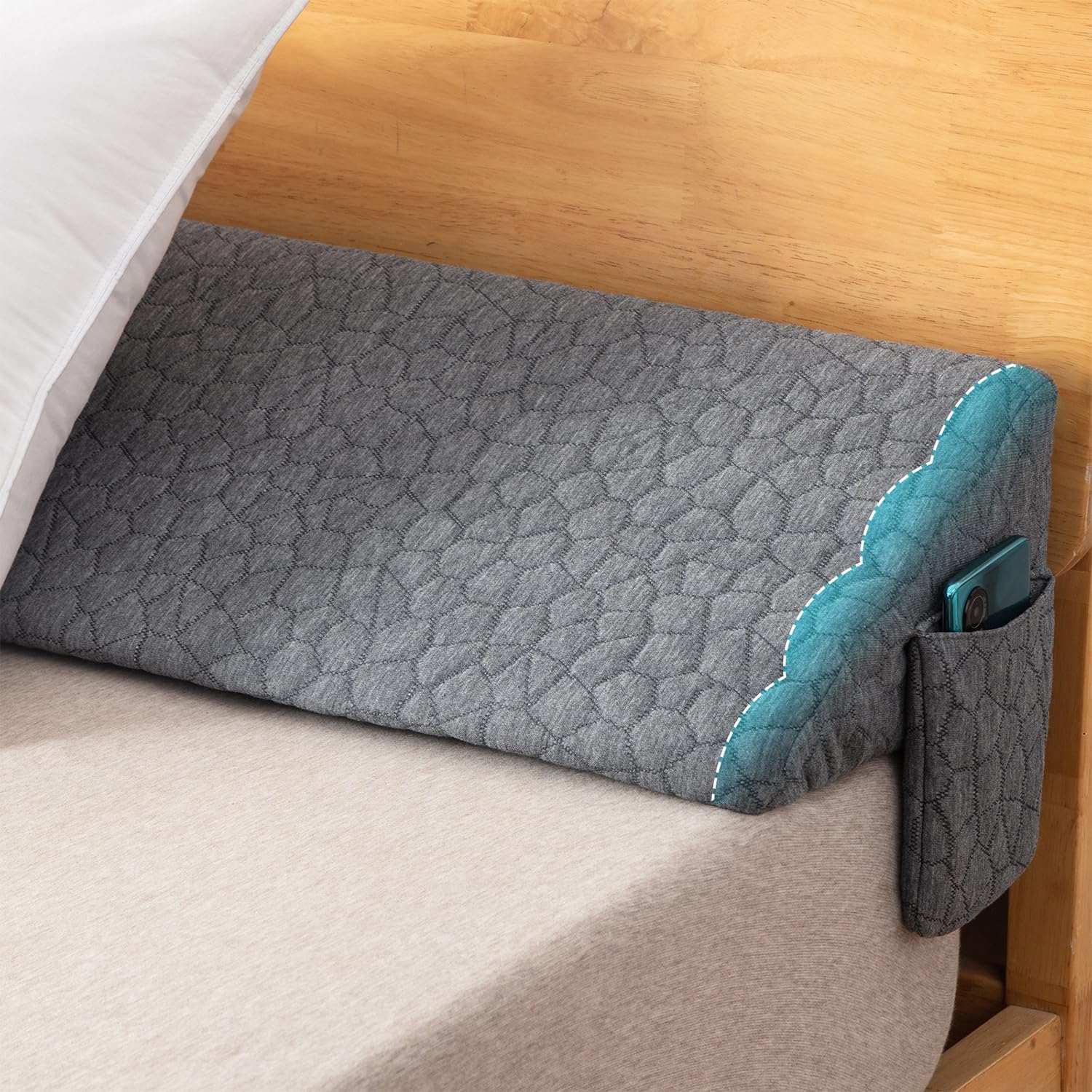 Teemour King Size (76"x10"x6") Bed Wedge Pillow Headboard Pillow Mattress Wedge Triangle Pillow Reading Pillow Long Bolster Pillow Bed Gap Filler (0-7") Mattress Gap Filler