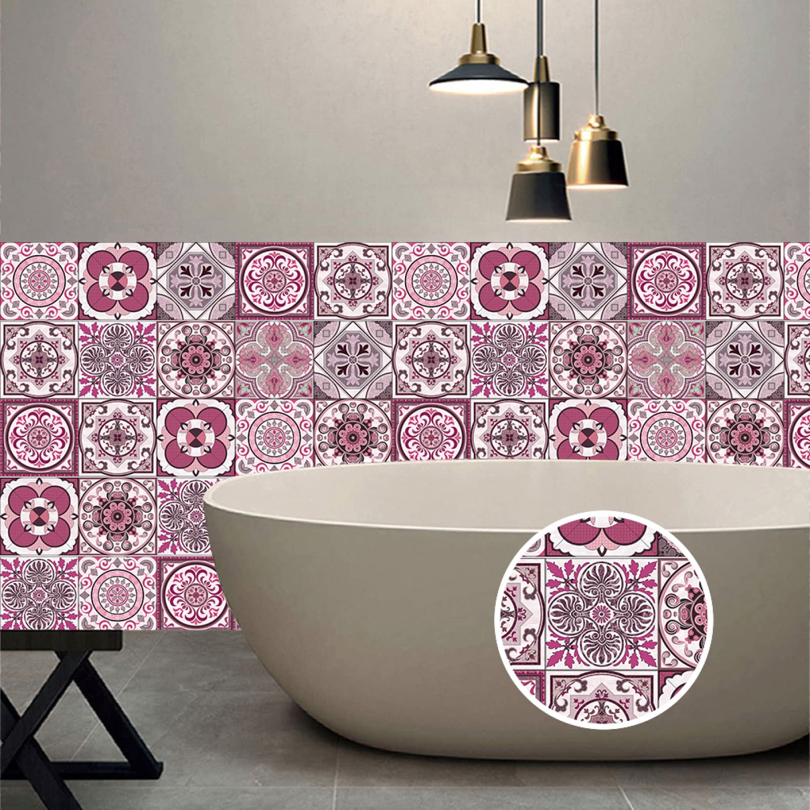 Piastrelle Adesive 15x15 Cm Viola - Per Cucina, Bagno, Mobili, Impermeabili E Rimovibili - Foto 4