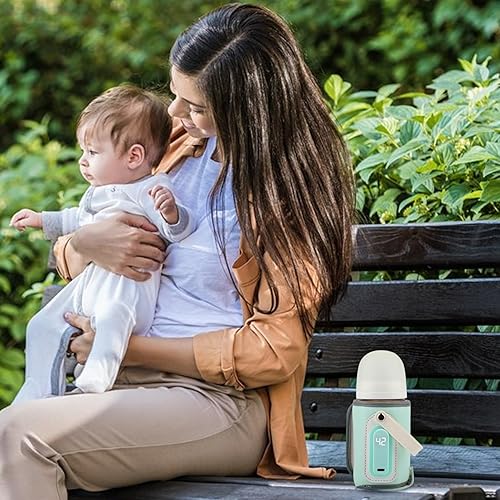 Miniatura 4 de Calentador de biberones, temperatura ajustable PU portátil calentador de biberones con mango 21w pantalla digital recargable Baby Essentials Travel