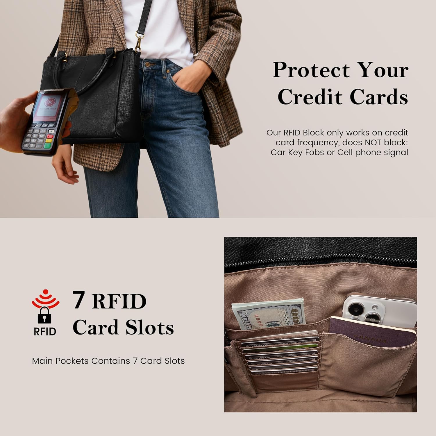 befen Soft Genuine Leather Purses for Women Medium Tote Bag Handbags Crossbody Bags with Top Handles Shoulder Satchel Purse - Image 5