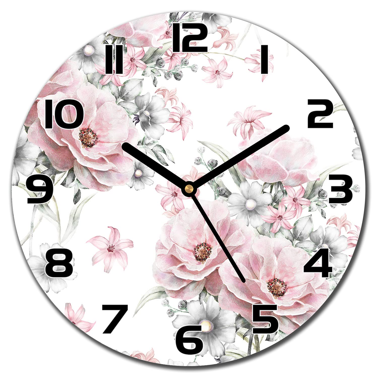 Horloge en verre cuisine aux aiguilles noires lisibles pour régler les retards du matin