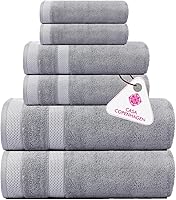 Vista 13 de CASA COPENHAGEN Solitaire - Juego de toallas de 6 piezas, color blanco brillante, 21.16 oz/m², 2 toallas de baño, 2 toallas de mano, 2 toallas