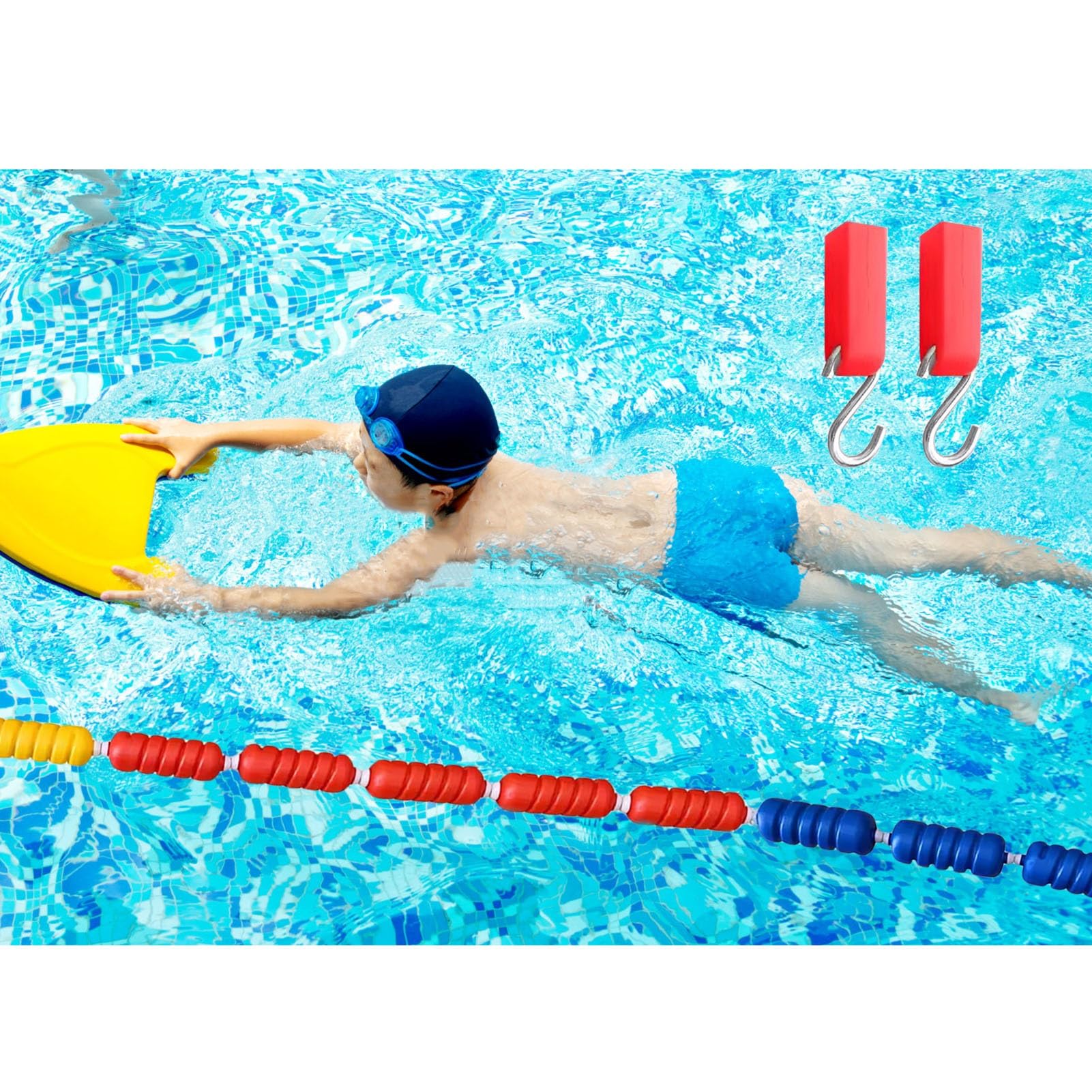 Swimming Pool Rope Float Line to Divide Pool, Pool Safety Rope & Float Kit Line for Shallow and Deep End & Protect Kids Children, In-ground Pool Float Kit Rope Lanes (Size : 45m/147.6ft Long)