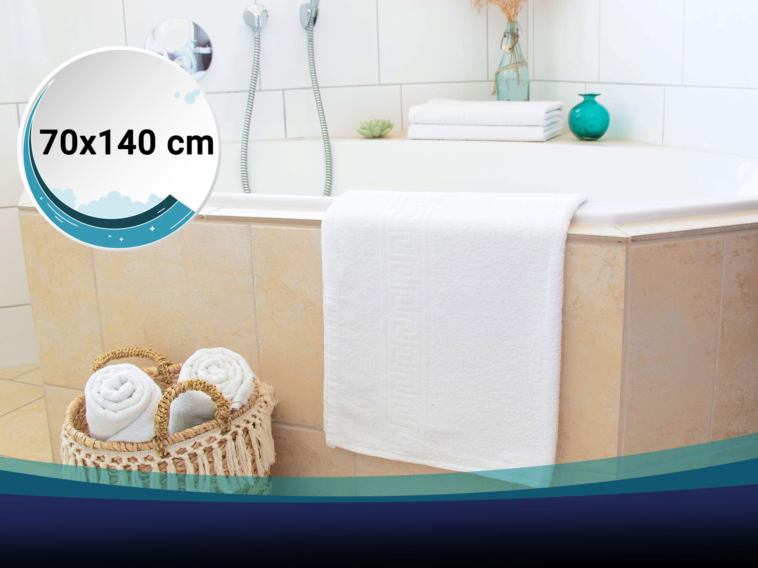 ZOLLNER - Set da 5 - Asciugamano doccia - bianco - 80% cotone, 20% poliestere