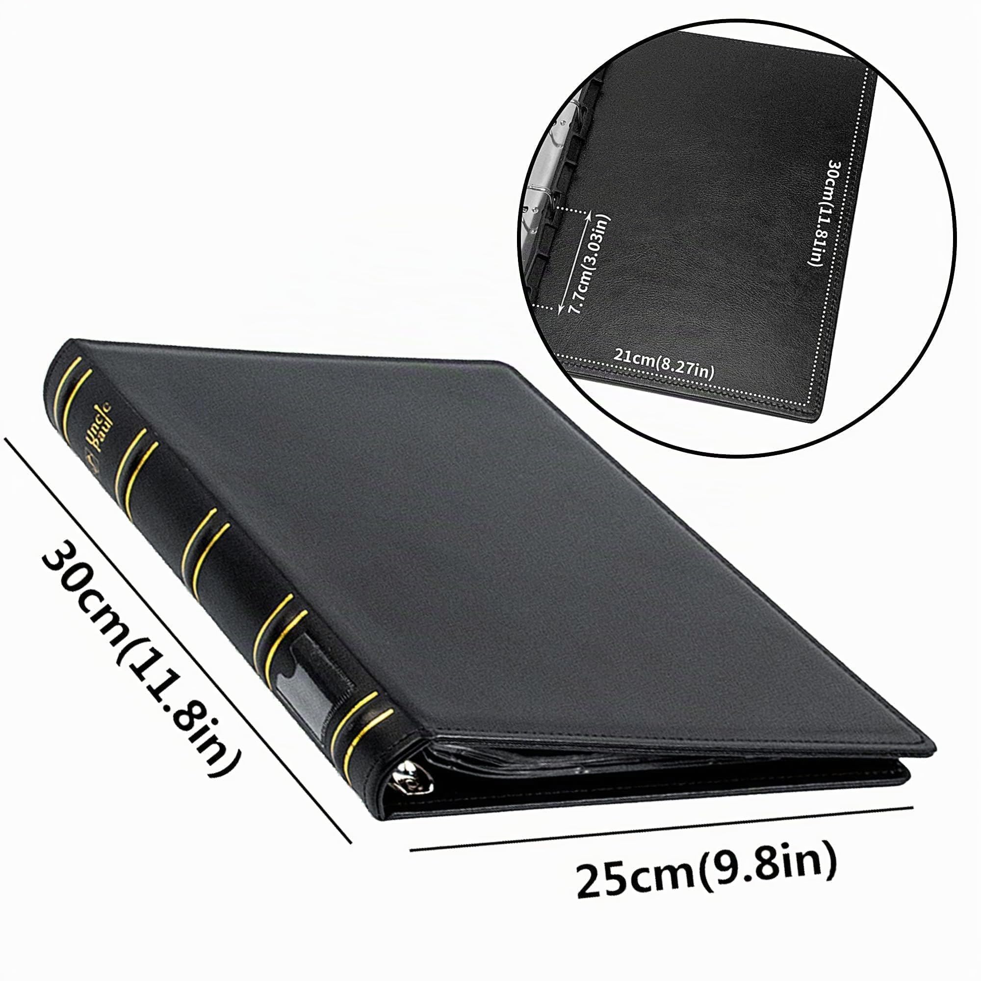 Album per collezione di monete con custodia, 4 dimensioni assortite di tasche, 12 pagine, album per monete a 4 anelli, 24,4 x 30 cm, BC01 Uncle Paul