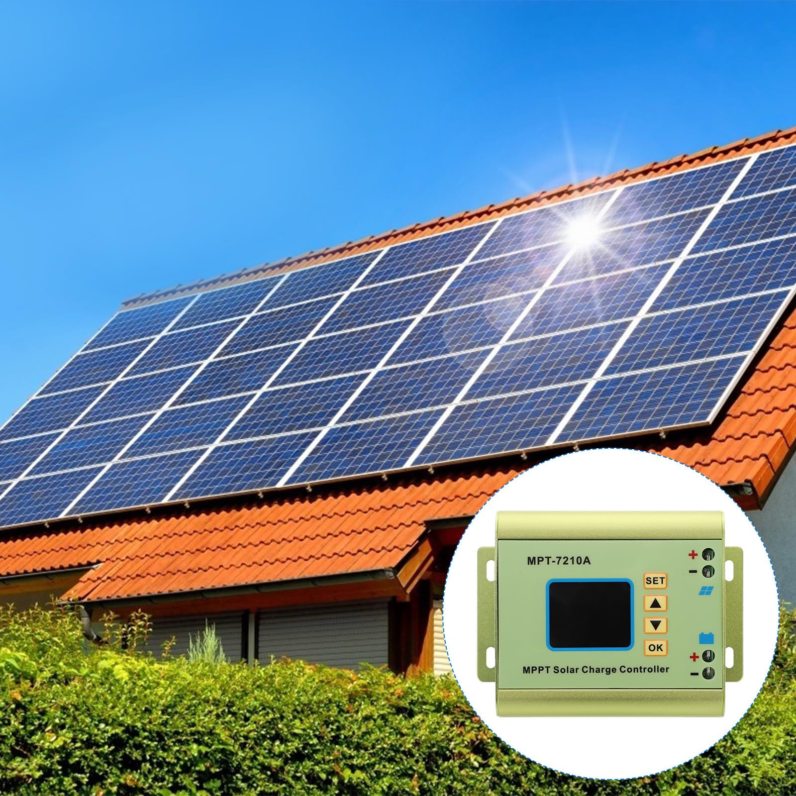Regolatore di Carica Solare Lcd Display Tft a Colori 160x128, Compatibile Batterie 24v-72v, di Uscita Regolabile 0-10a in Lega di Alluminio