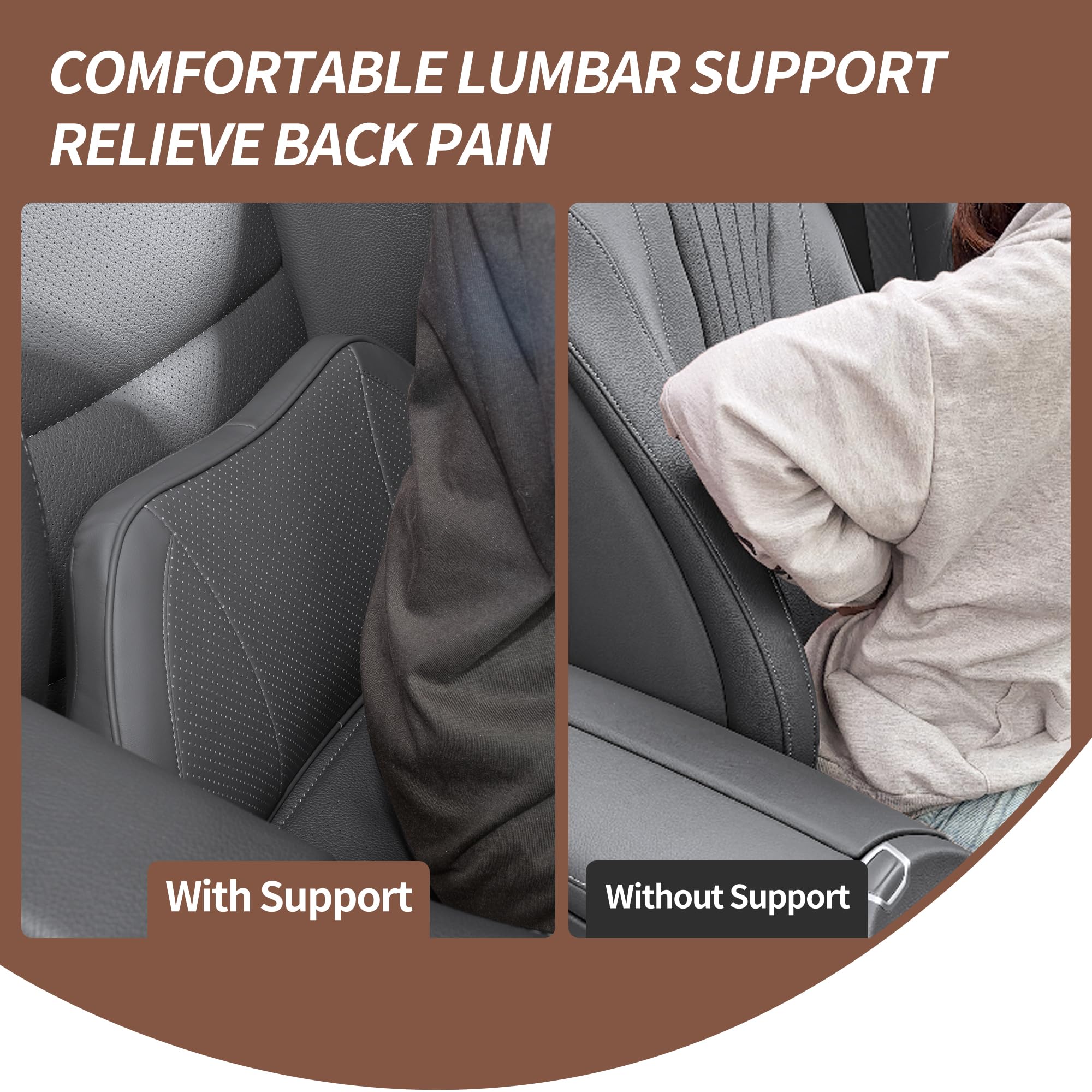 Ergonomisches Lendenkissen aus Memory Foam, RückenKissen – Verbessert Haltung & lindert Rückenschmerzen – Rückenstütze Lordosenstütze für Bürostuhl, Auto & Sofa, Grau, 1 Stück