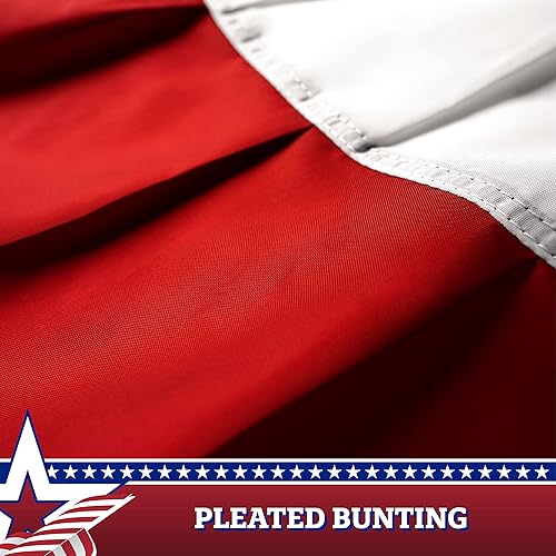 Miniatura 6 de G128 Bandera de abanico plisada de Estados Unidos de 1.5 x 3 pies, centro de estrellas, estrellas y rayas de poliéster bordadas