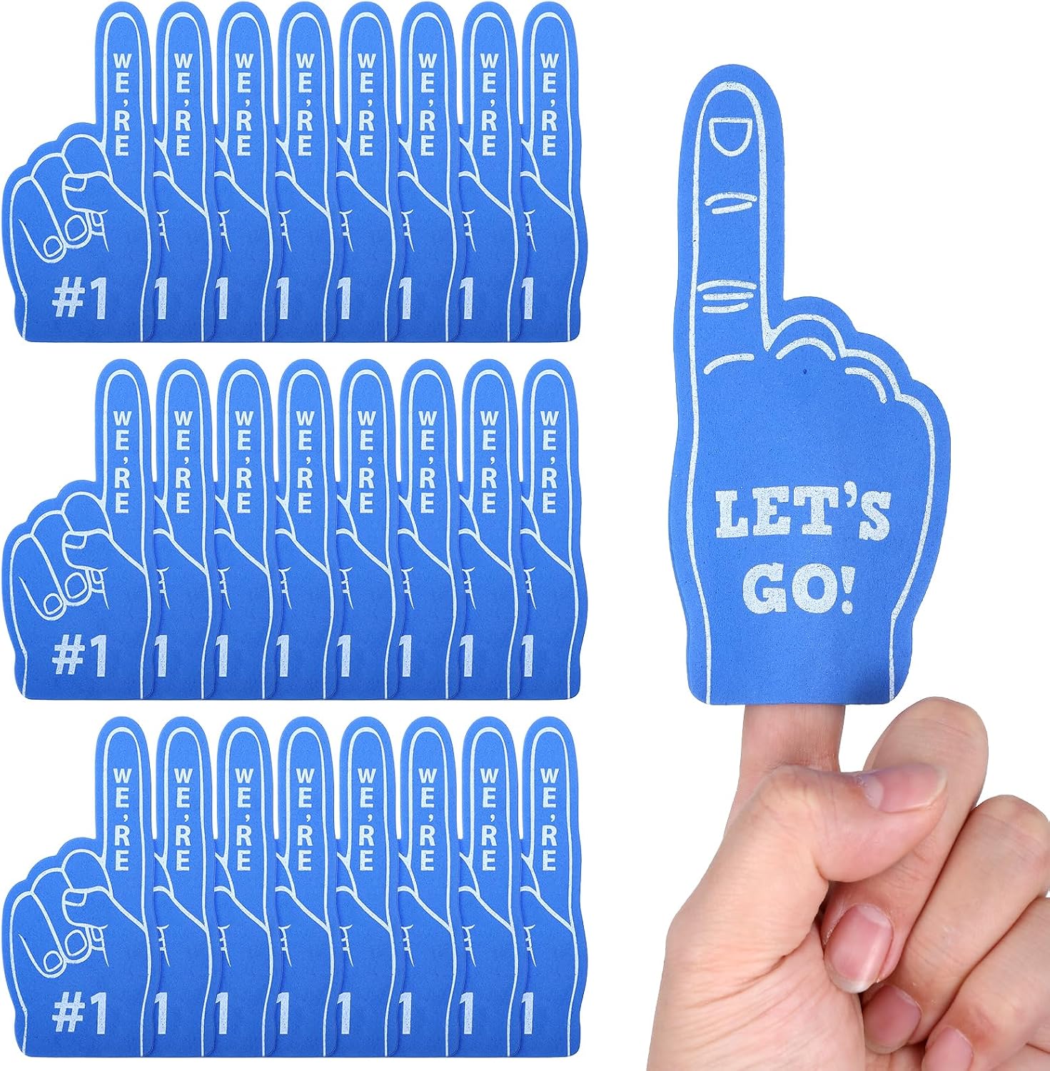 24 Pack Mini Foam Fingers We Are #1 Foam Finger Football Party Favor | Sports Baseball Fan Fingers Accessories, for Basketball Hockey Soccer Sports, Themed Party Events Favors Supplies, Team Gift
