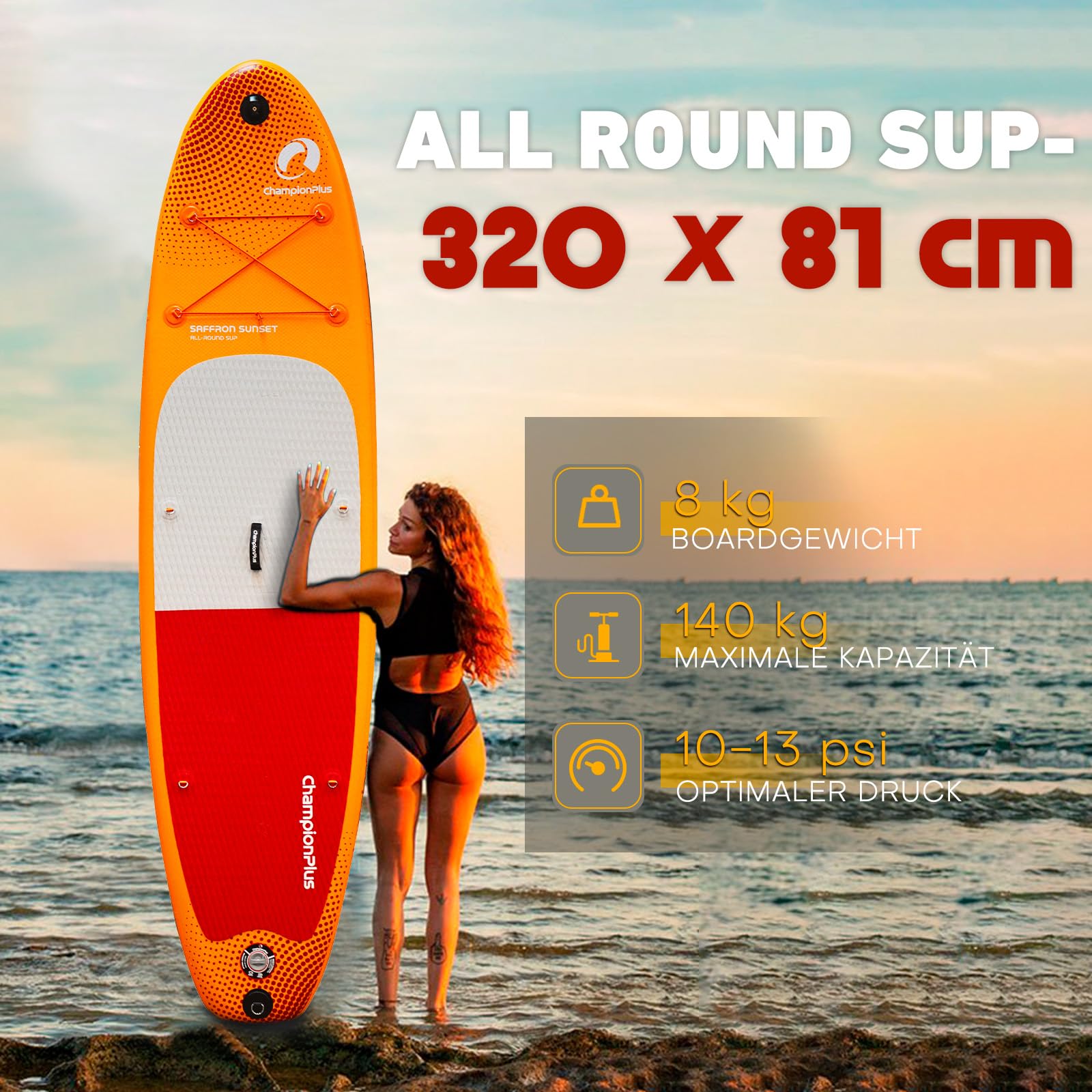Sup Board, SUP Board Set, Stand Up Paddling Board Aufblasbar, Wassersport, Paddel, Pumpe, Rucksack, Leash, 320 x81 x15CM