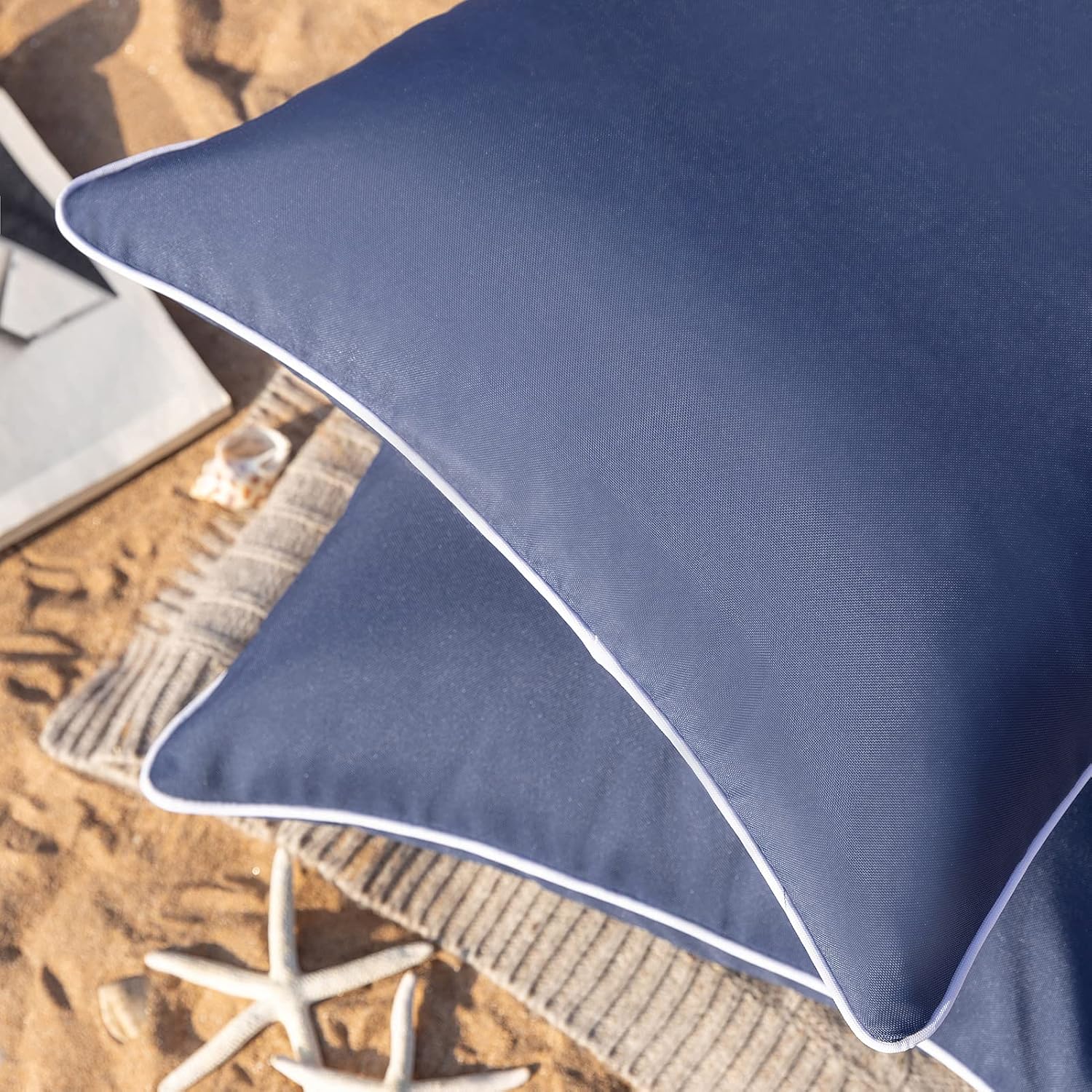 Phantoscope Pack of 2 Outdoor Waterproof Solid Throw Decorative Pillow Cover Decorative Square Outdoor Pillows Cushion Case Patio Pillows for Couch Tent Sunbrella, Dark Blue 12x20 inches 30x50 cm - Image 2