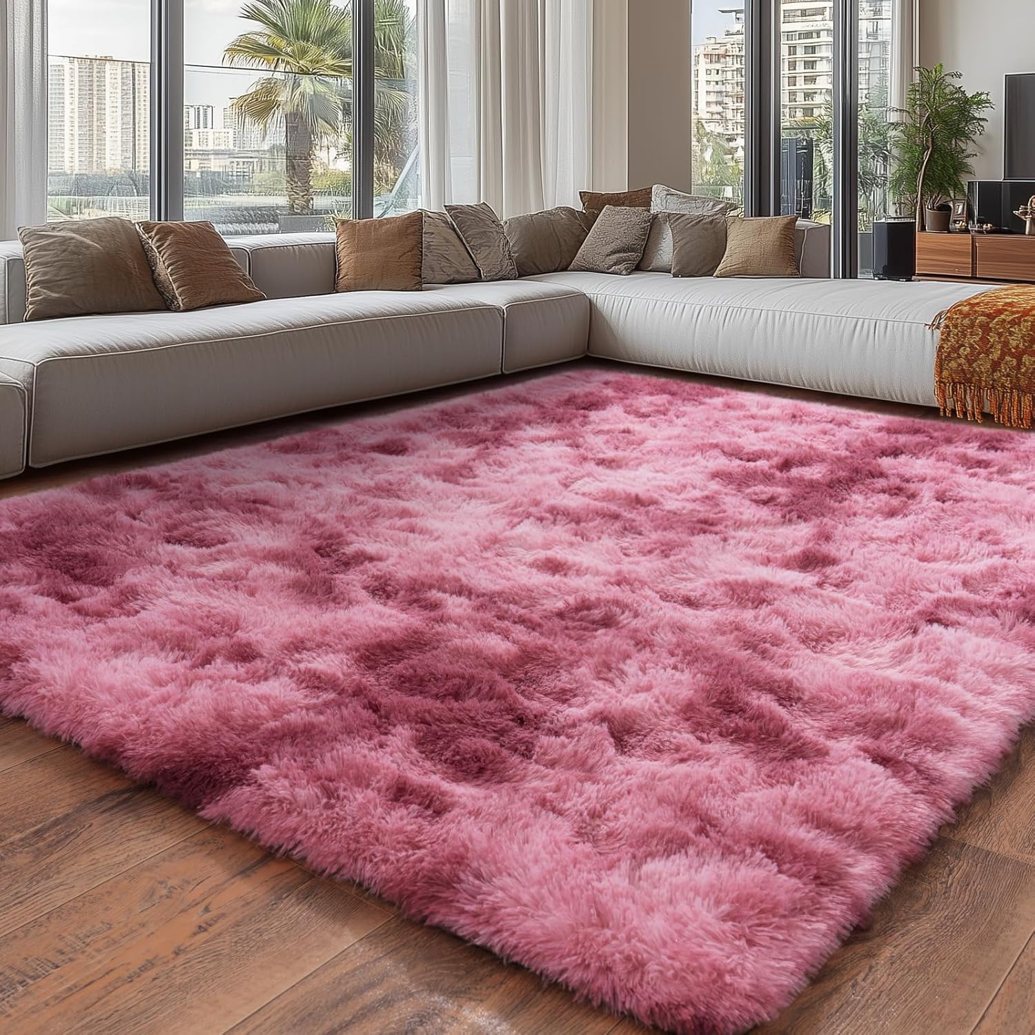 Fluffy Shaggy Rug 6x9 ft, soft plush area rug