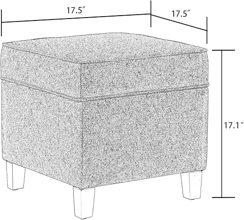 Miniatura 35 de Adeco Taburete de almacenamiento con diseño de escritura de tela, tapa con bisagras, patas de madera maciza, otomanas de 18 pulgadas de altura y 3D