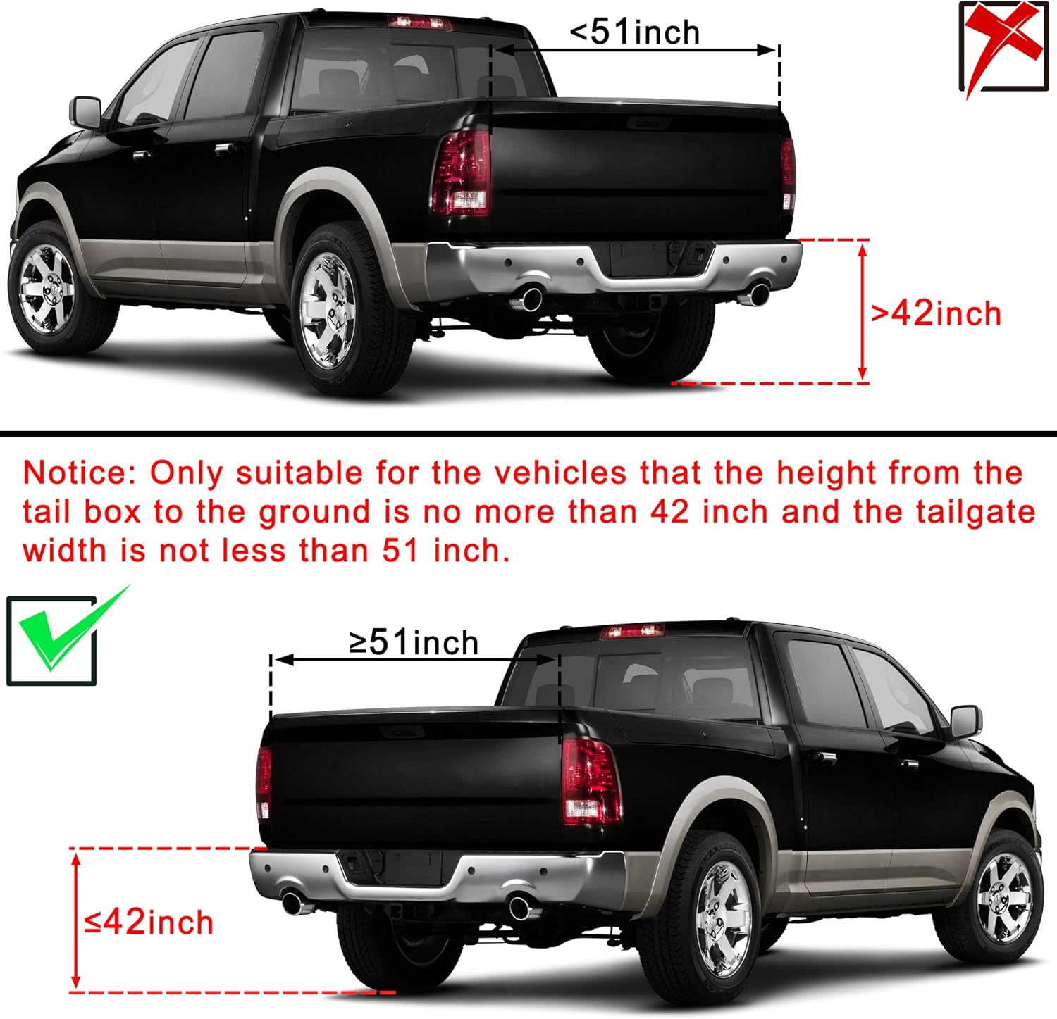 KEWISAUTO 42" Foldable Pickup Truck Tailgate Ladder with Grab Handle, 360° Rotatable Heavy Duty Folding Tailgate Step Ladder with Handrail for Ford F150, Dodge RAM 1500 etc. Pickup Truck Accessories