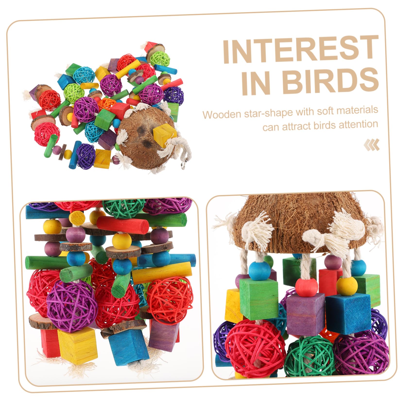 Beaupretty 1pièces Jouet Suspendu pour Perroquet Coquille De Noix De Accessoires De Cage Colorés pour Oiseaux à Mâcher Jouer