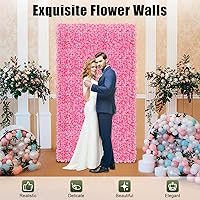 Vista 4 de FAIRYPAGODA - Paneles de pared de flores artificiales, 10 unidades, decoración de pared floral de seda con diseño de cuadrícula hueca para bodas