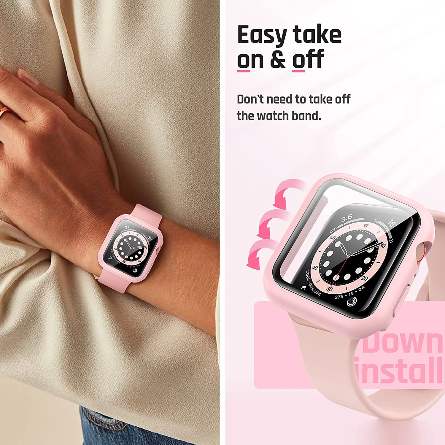 TINSOI Hard PC Case with Tempered Glass Screen Protector Compatible with Apple Watch Series 6 SE Series 5 Series 4 40mm