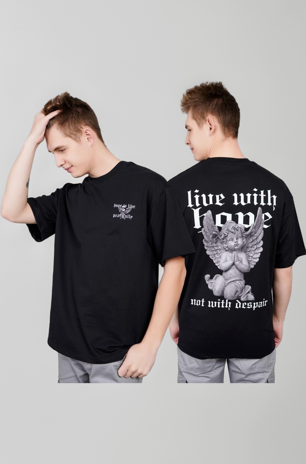 Men's Oversized Black Graphic T-Shirt | 240 GSM 100% Cotton Drop