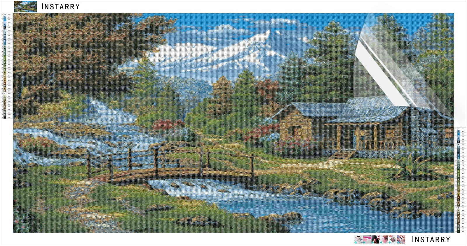 Instarry 5D Broderie Diamant Grand Format Paysage Rural Tableau Decoration Murale 120x60 cm