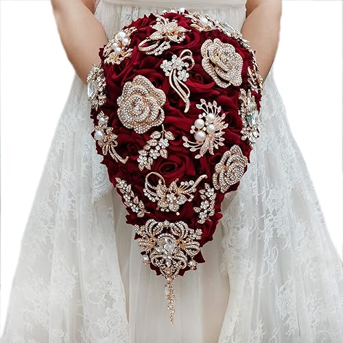 YIFUwedding - Ramo de novia con gota de agua, color rojo vino, ramo de boda azul marino, propuesta de joyerĂa de lujo, ramo de dama de honor, YIFUwedding - Ramo de novia con gota de agua, color rojo vino, ramo de boda azul marino, propuesta de joyerĂa de lujo, ramo de dama de honor,