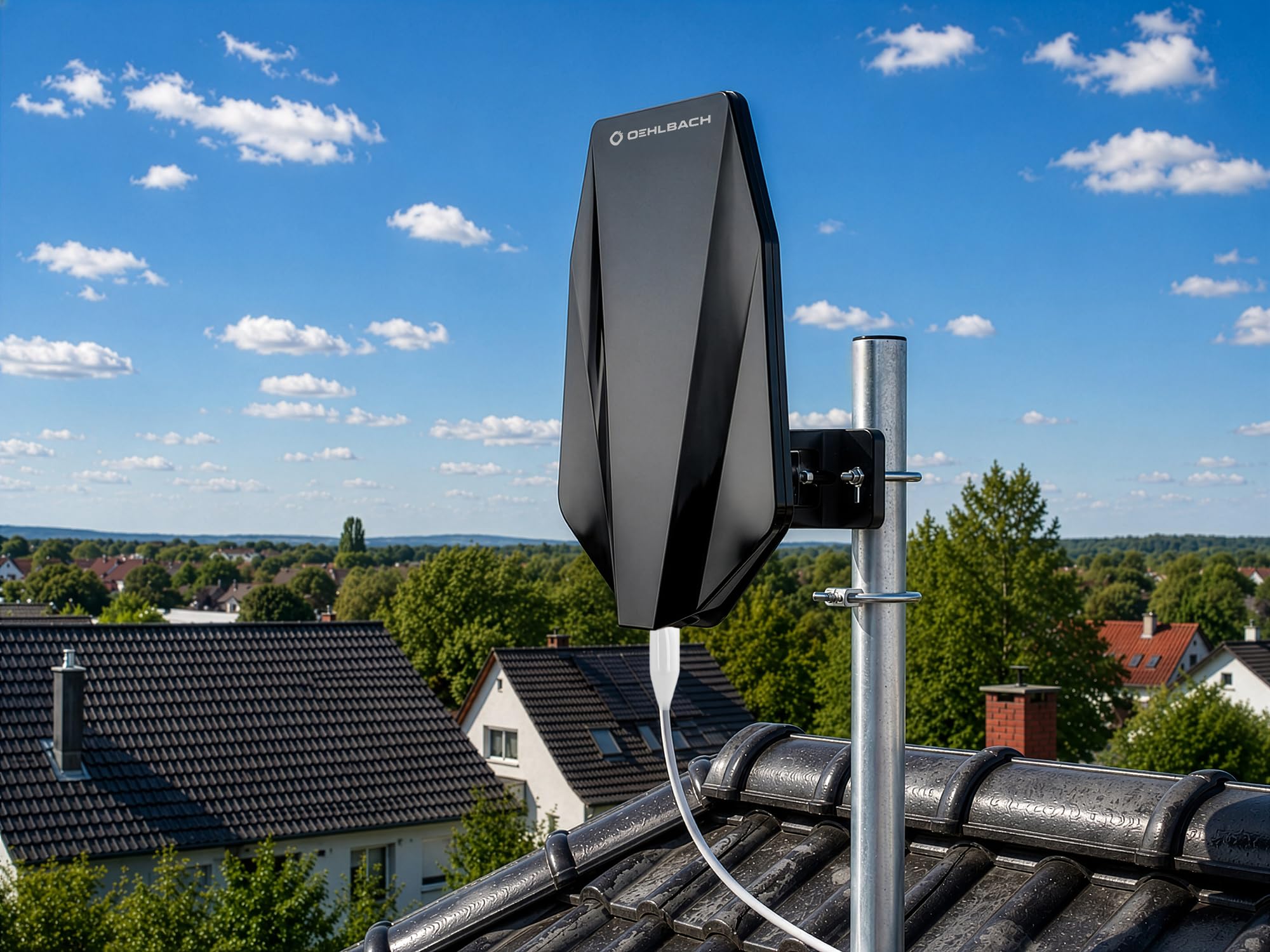 Oehlbach Scope Vision Sky Antenne extérieure DVB-T2 avec amplificateur et filtre 5G | Le filtre 5G protège la réception extérieure contre les interférences mobiles