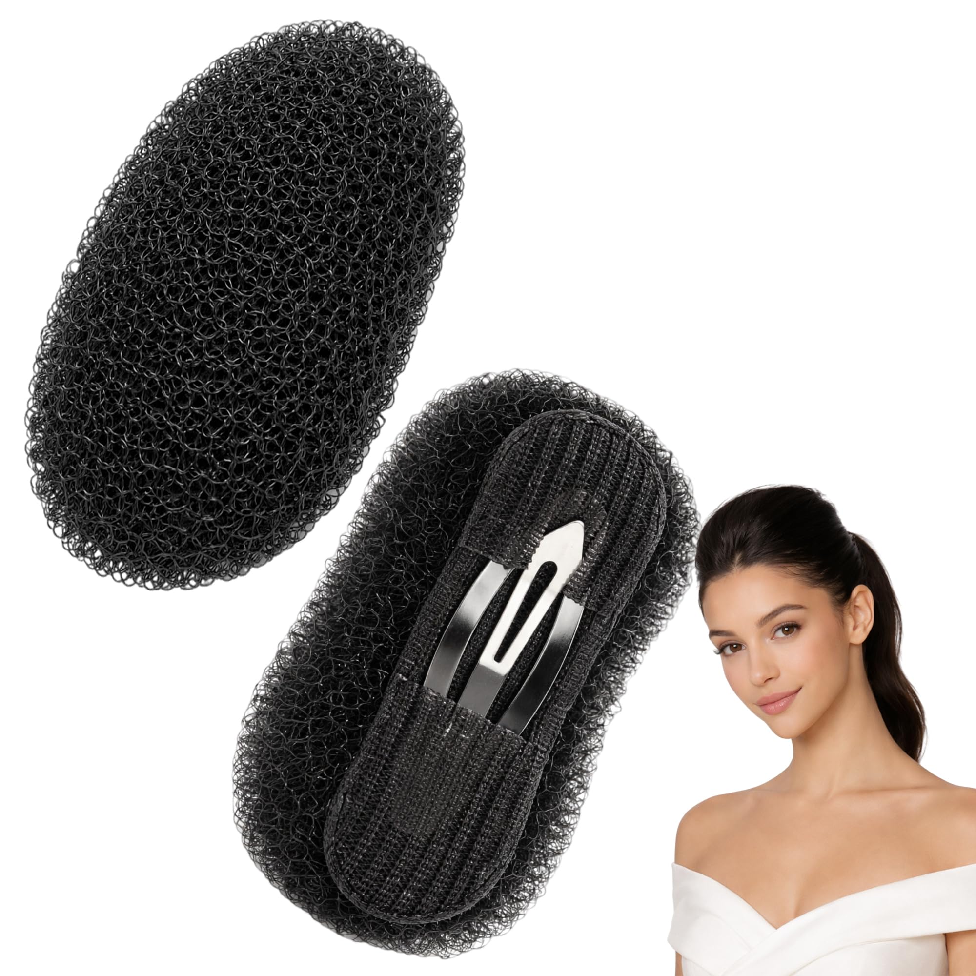 Photo 1 of Xicer Hair Bump Clips for Volume, 2 Pack Black Brown Beige Hair Bumps for Volume Insert, Bump It Hair Accessory for Natural Lift, Plastic Bumpits (Black)