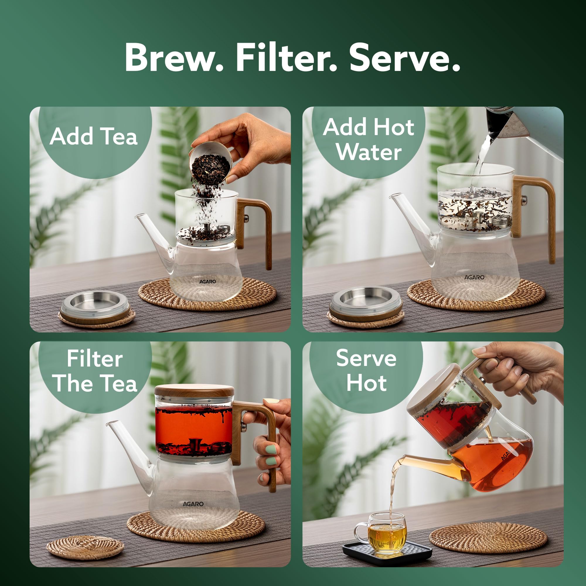 AGARO Elite Tea Pot - Loose Leaf Brewing -2