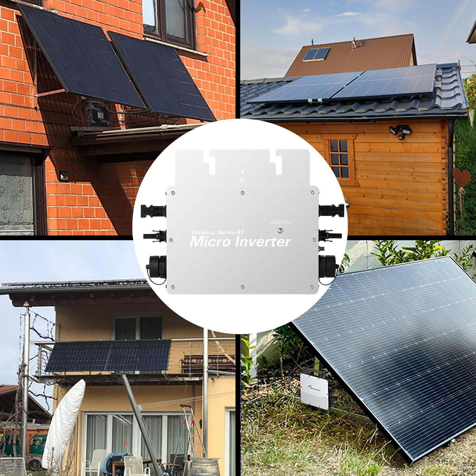 DEWIN Micro Onduleur Solaire 800W,230V Gird Tie Inverter MPPT Micro-onduleur Wifi avec Protection Contre les Courts-circuits et les Surcharges,Certifié CE/VDE/EMC/ROHS,Description en Français PDF