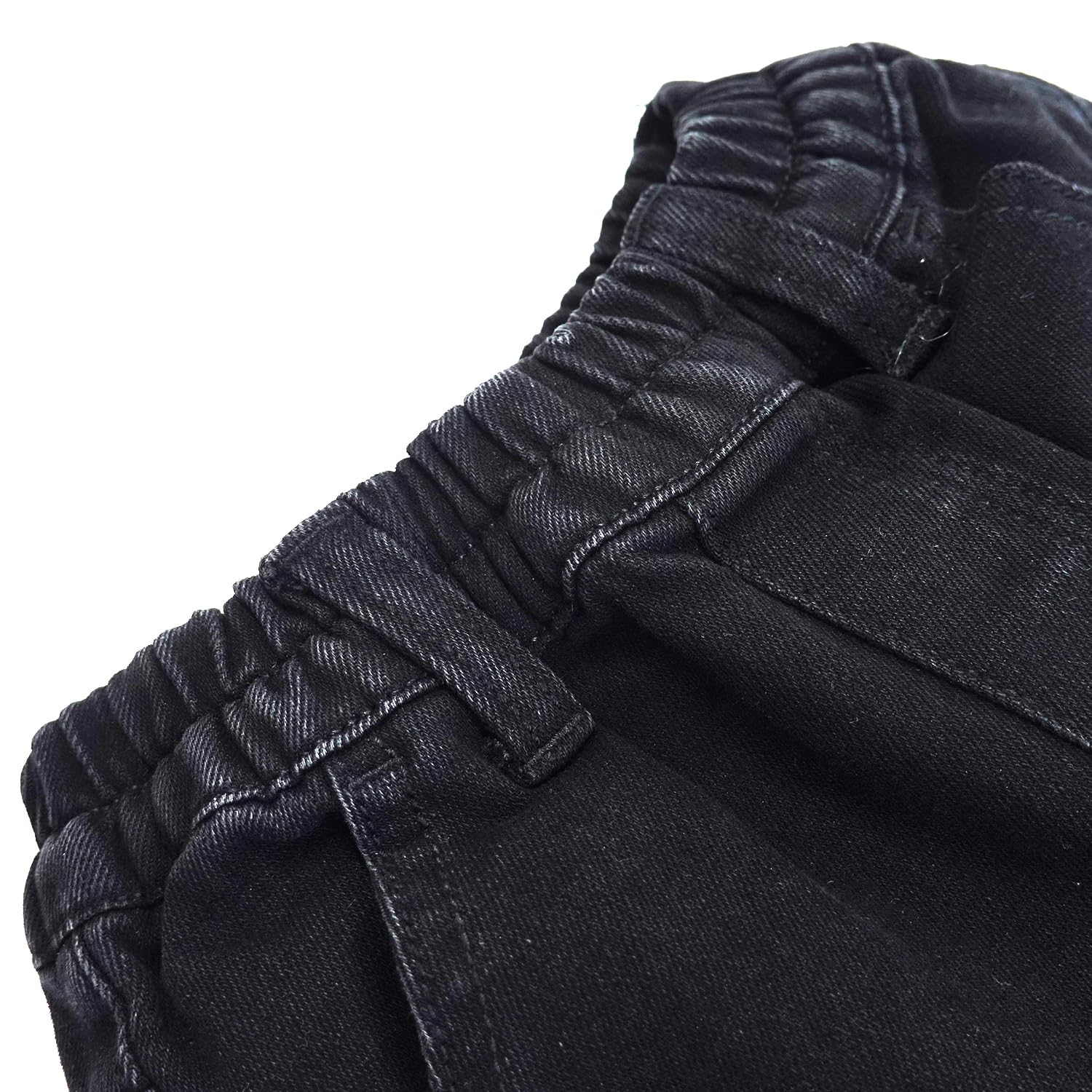 KIDSCOOL SPACE Jeans per Bambini, Vita Elastica per Bambini Piccoli con Pantaloni in Denim Cargo Elasticizzati con Anello a D