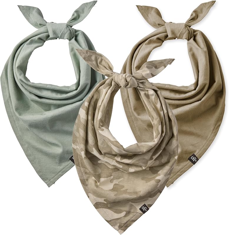 Bandana para Cães Pet Passion Bandit em Algodão Orgânico, Sage Camo, Tamanho Médio/Extra Grande, Pacote com 3