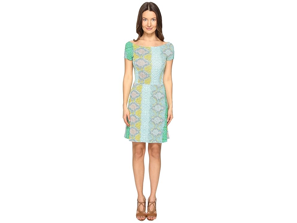 

Just Cavalli Iridescent Python Print Shirt Sleeve Dress (Ocean Variant) Women's Dress
