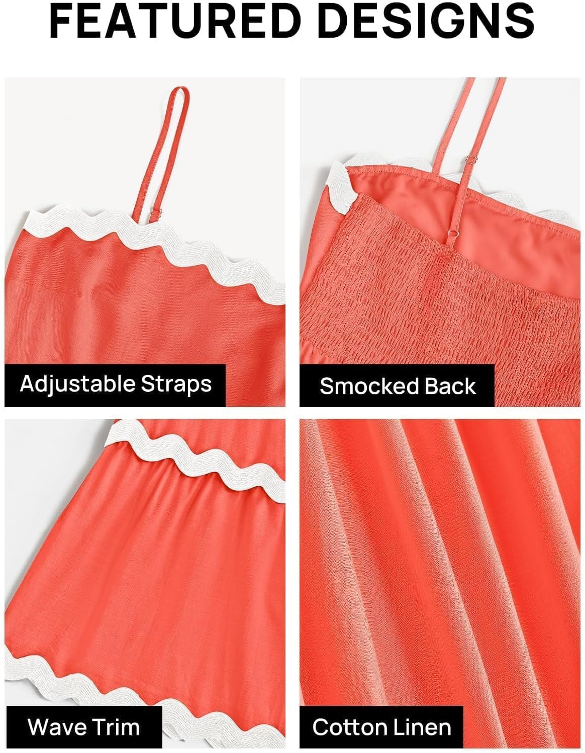 ZESICA Women's 2026 Summer Spaghetti Straps Sleeveless Backless Sundress Flowy Smocked Lace Swing A Line Midi Dress - Image 6