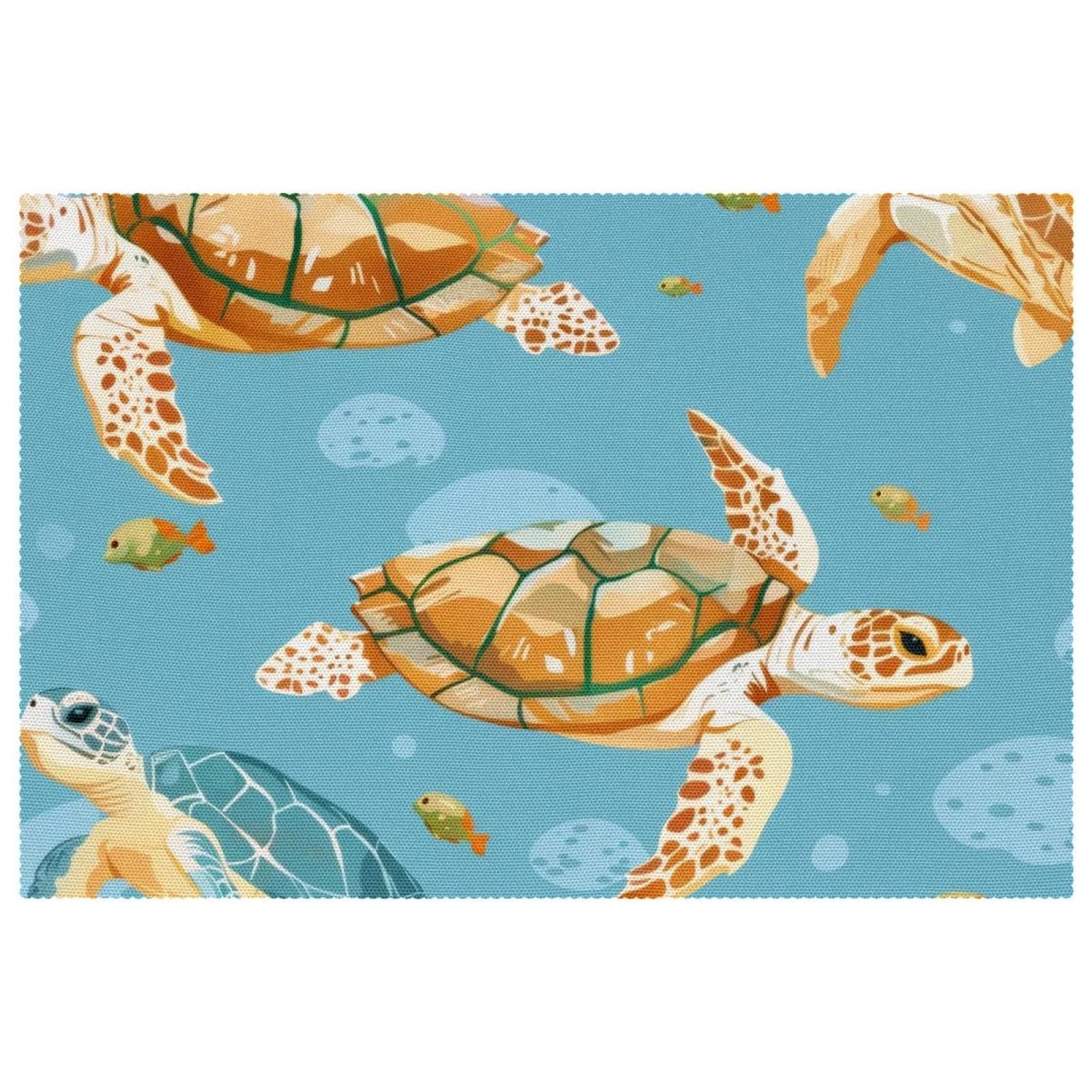 Sets de table salle à manger antidérapant résistant chaleur tortue 30x45cm