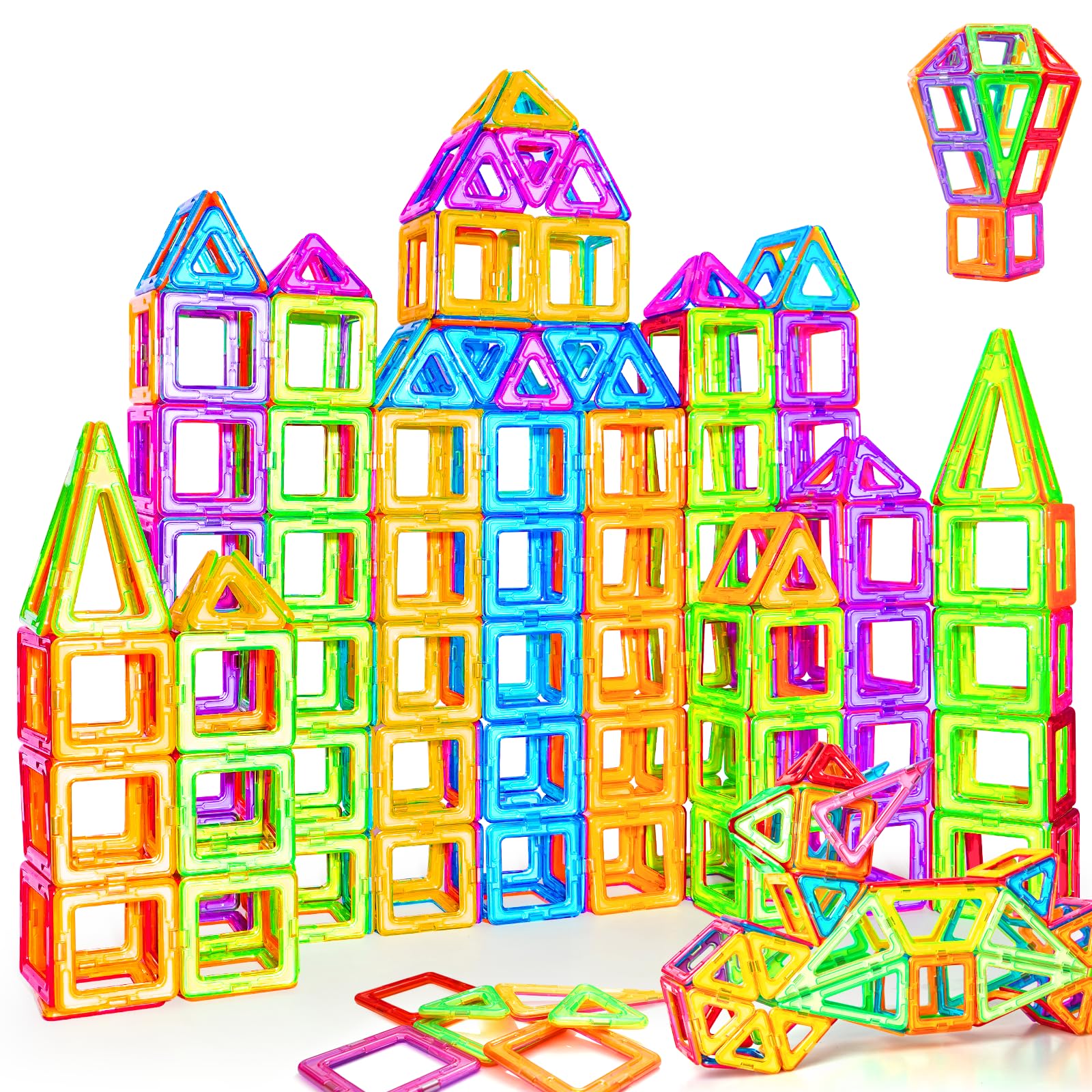 Crenova Magnetische Bausteine 60 Tile, Magnetspiel STEM Magnetbausteine, Montessori Spielzeug ab 3 Jahre, Magnete Kinder Geschenk Spielzeug ab 3 4 5 6 7 8Jahren für Jungen und Mädchen