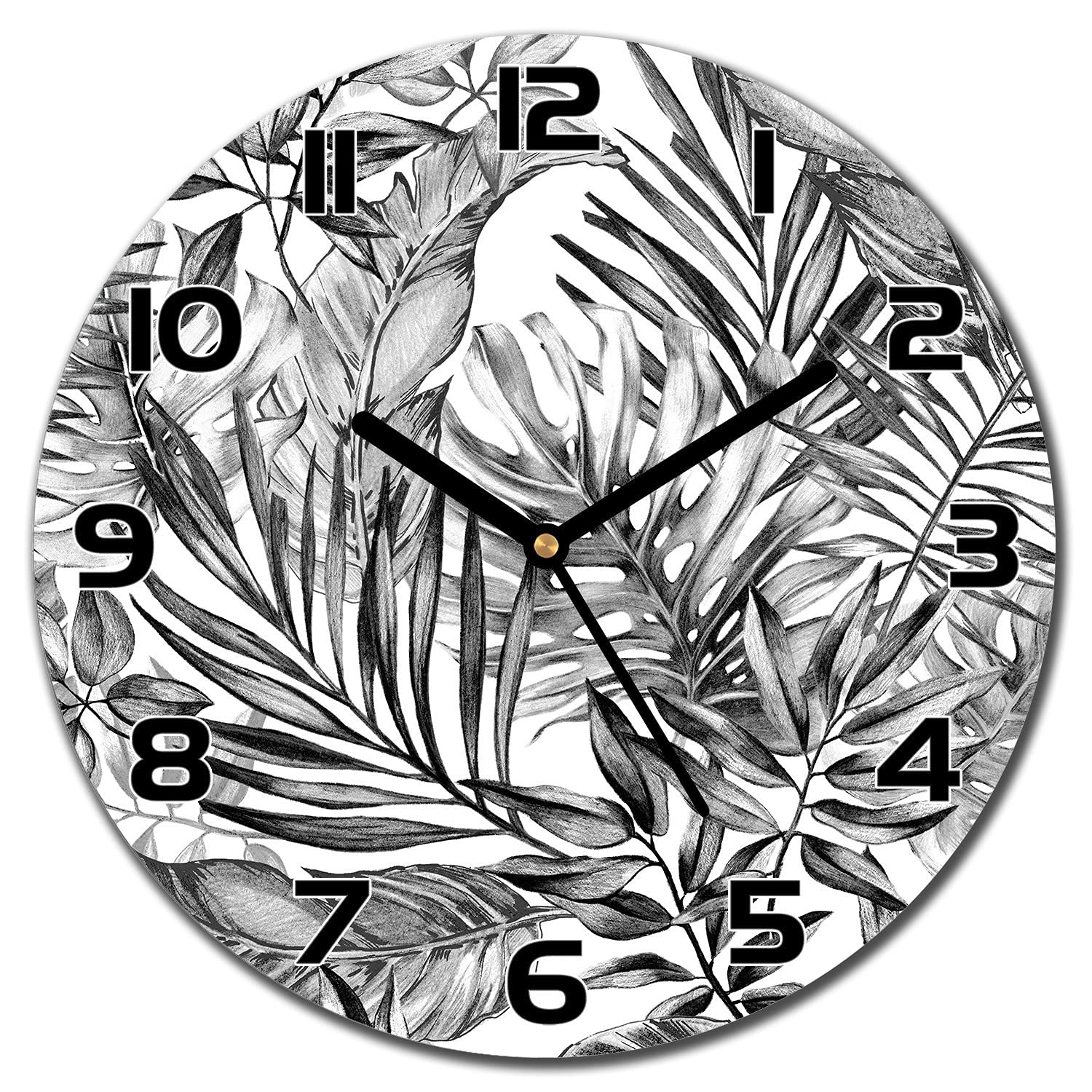 Horloge en verre 30 cm lisible et sûre avec aiguilles noires