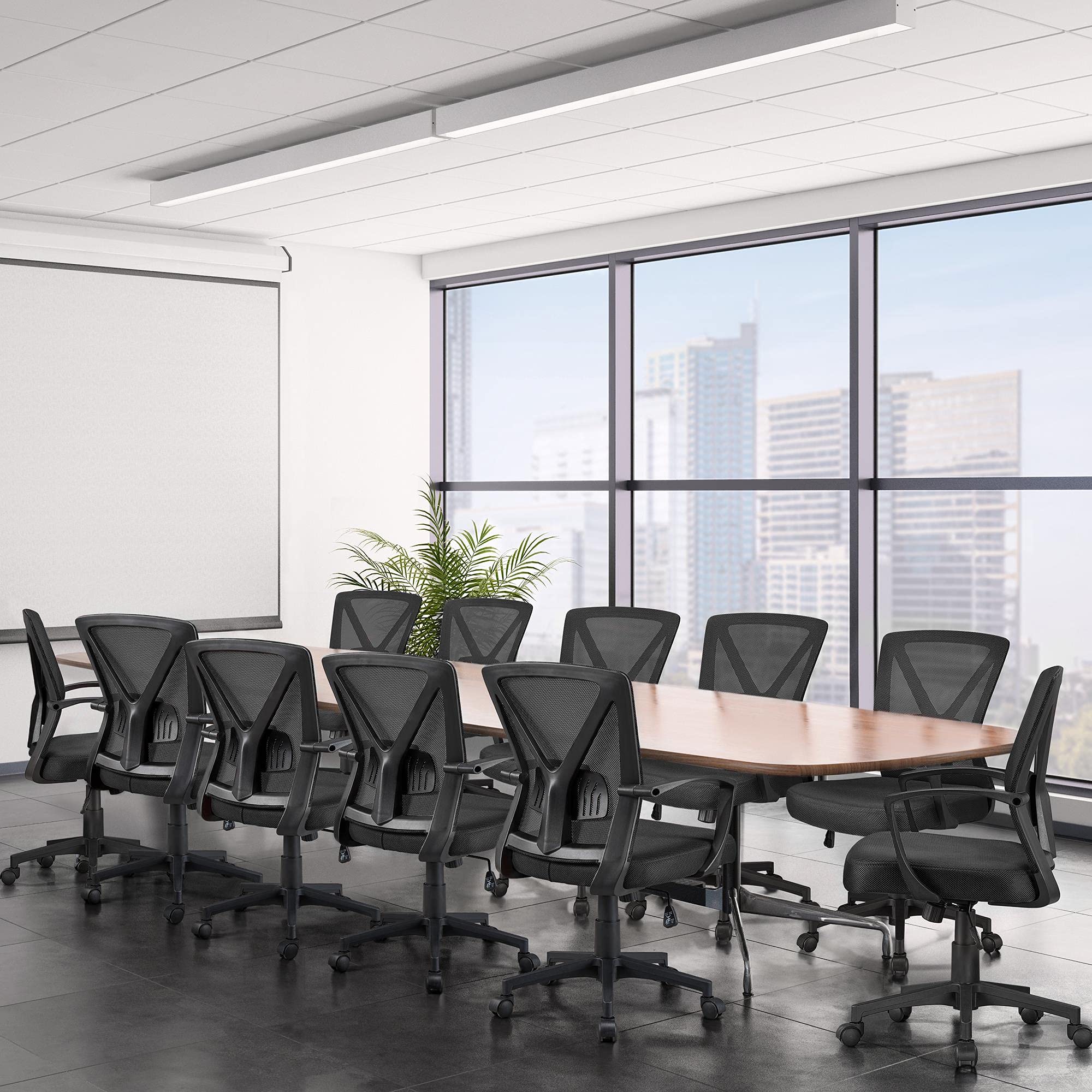 Yaheetech Sedia da Ufficio Scrivania Ergonomica Girevole a Rotelle Supporto Lombare Altezza Regolabile Portata 136 kg Reclinabile con Braccioli Nera | Supporto Lombare, Altezza Regolabile, Portata 136 kg, Rotelle Girevole, Portata 136 kg, per Ufficio Came