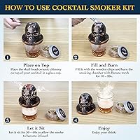 Vista 5 de Old Fashioned Smoker Kit, Whiskey Bourbon Cocktail Smoker Kit With 4 Flavored Wood Chips, Torch (No Butane) Smoke Top Cocktail Bar Kit, Gift for