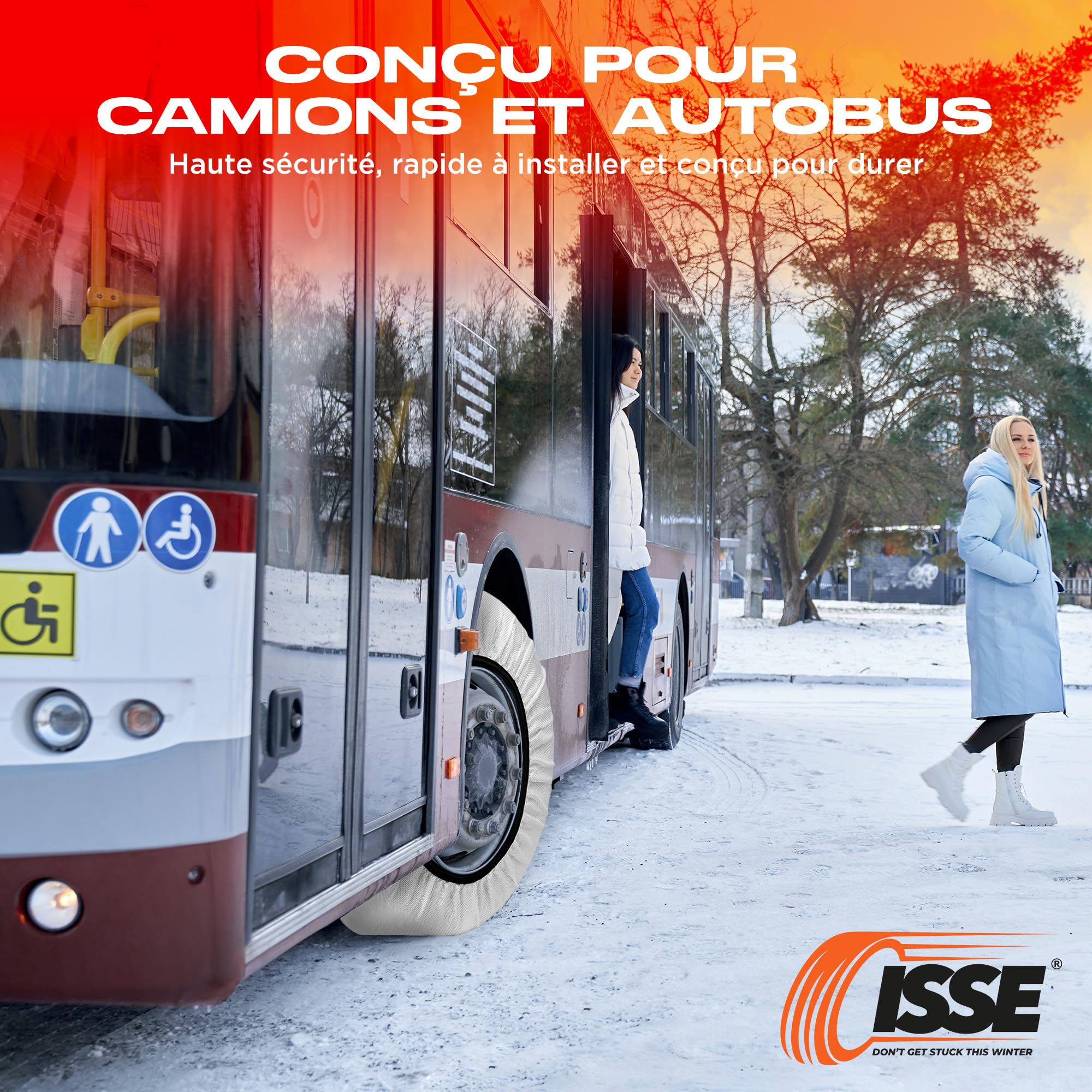 ISSE Snow Truck Chains T-90 | Truck Snow Textile Chains - Omologate EN 16662-1 Chaînes pour camions pour une utilisation quotidienne sur la neige et la glace - Kit de 2 chaînes