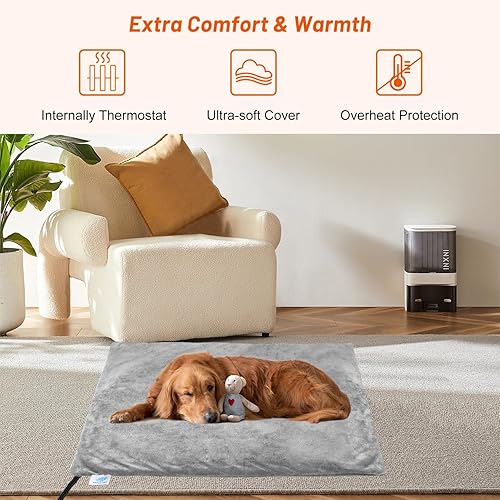 Miniatura 2 de Cama térmica para gatos de interior, almohadilla térmica eléctrica para mascotas para perros y gatos con temporizador, 12 niveles de temperatura,