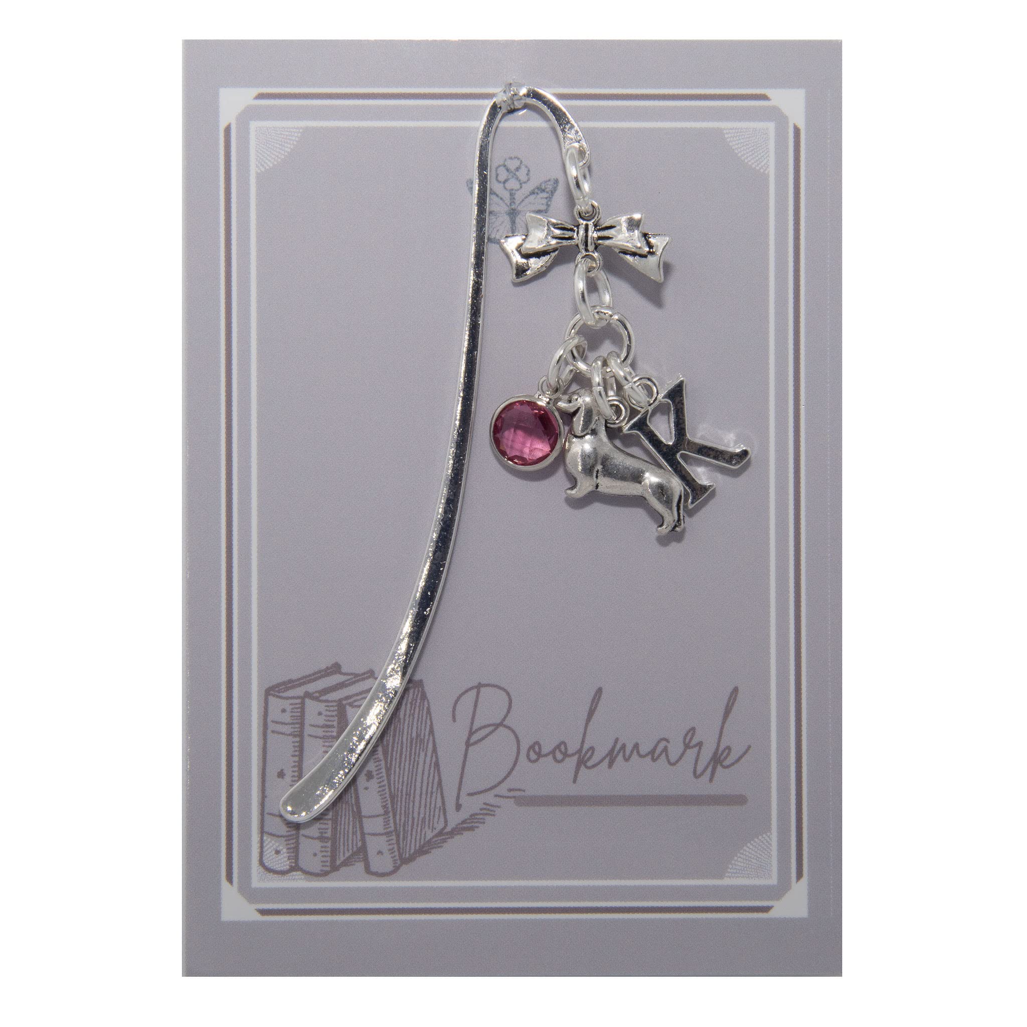 Dachshund bookmark, dog gifts, personalised gift, birthstone initial