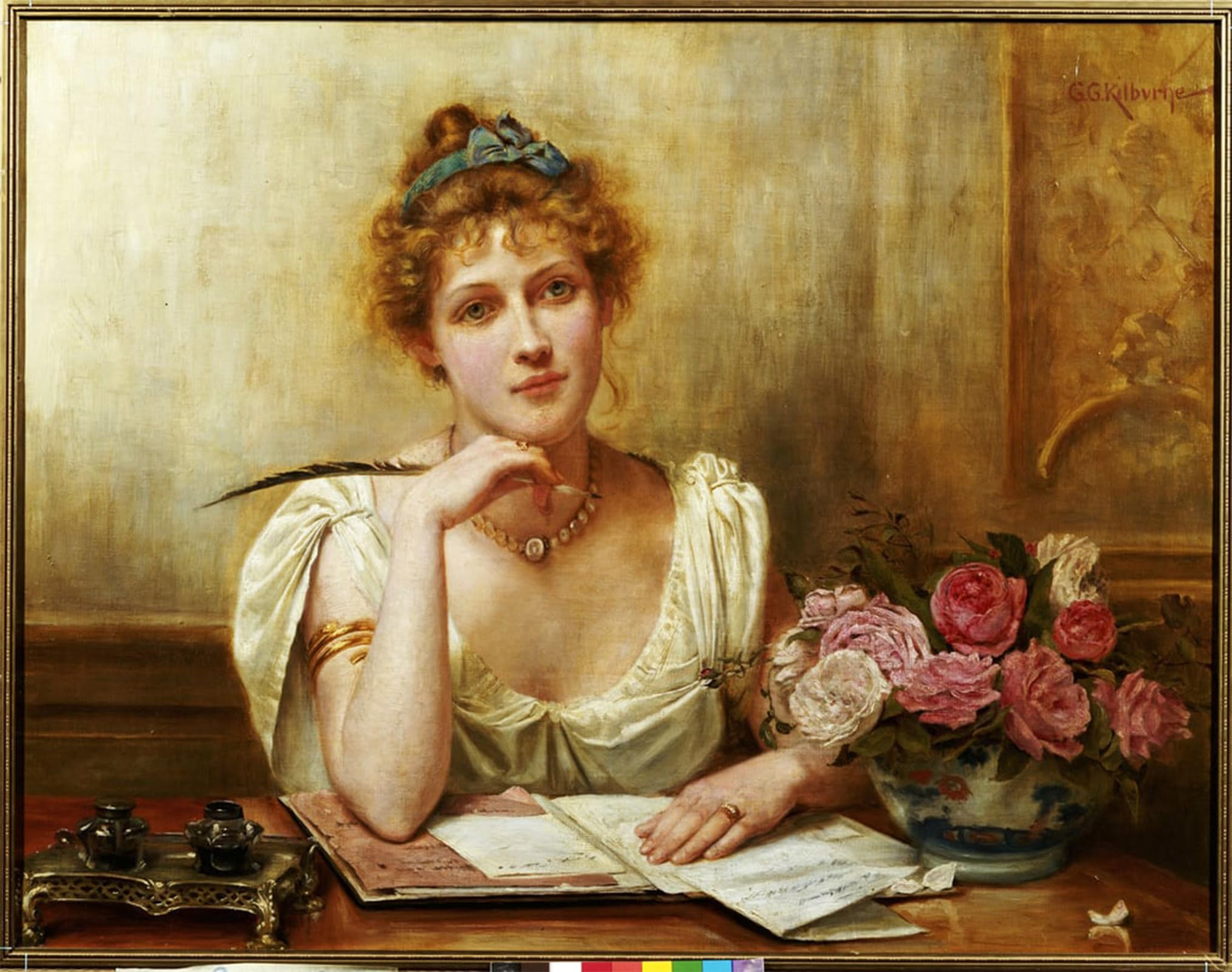 ARTXLXXBN Famous Prints Artwork Pictures Poster Painting Art the Letter by George Goodwin Kilburne Artwork Landscape Pictures for Home Decor 60x90cm