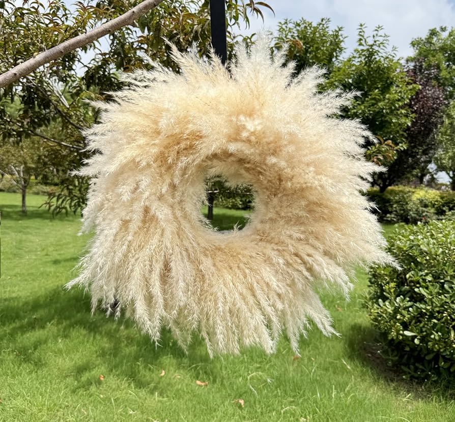 Amazon.co.jp: 天然パンパスグラスリース、23インチの秋のリース