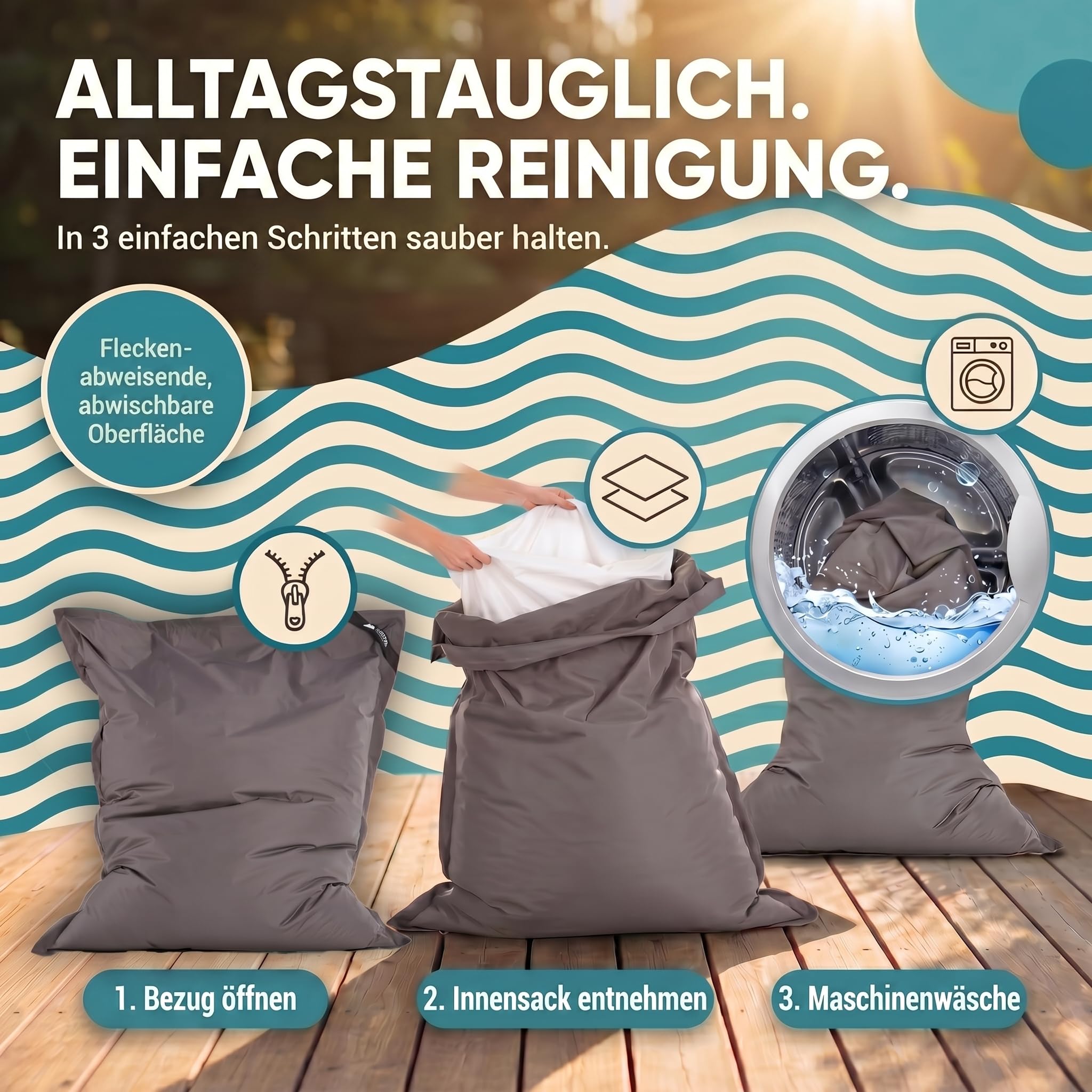 LAZY BAG Riesen-Sitzsack Classic XXL 140x180 cm | Sitzkissen 2-in-1 für relaxtes Sitzen & Liegen | Bequeme Indoor & Outdoor 4 Mio. EPS-Perlen für perfekte Ergonomie | waschbarer Bezug