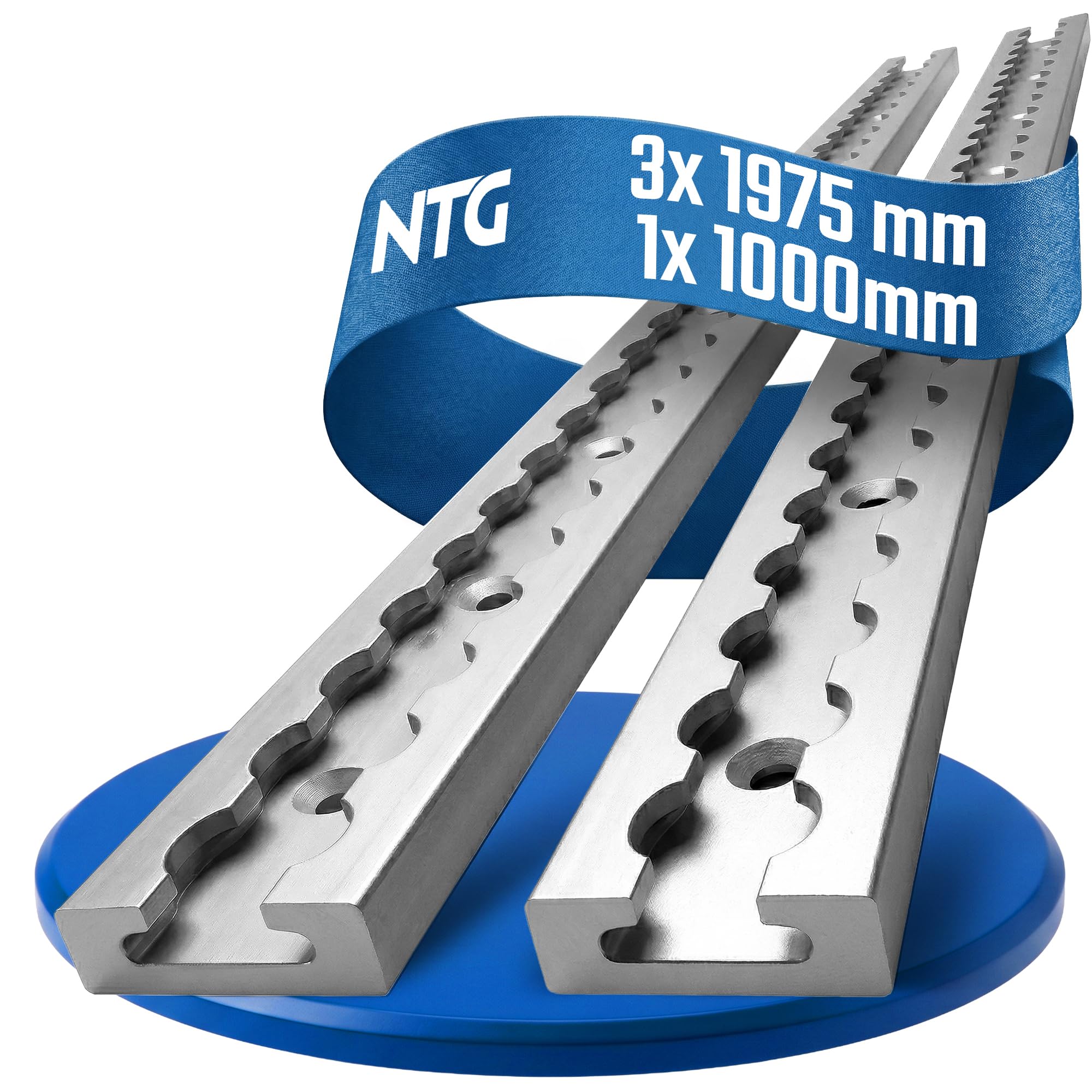 NTG Zestaw aluminiowych szyn lotniczych, prostokątny kształt, 1-20 m, prostokątna szyna lotnicza do zabezpieczenia ładunku, tłoczona i anodowana, listwa mocująca, 1 metr i 2 metry (7 metrów (1 metr + 3 x 2 metry))