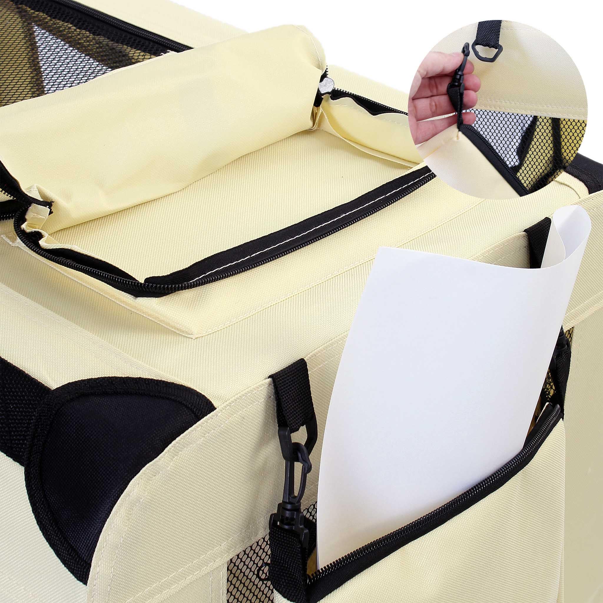 Fudajo Składany transporter dla psa i kota XL 82x56x58 cm beżowy klatka transportowa z poduszką do 20 kg