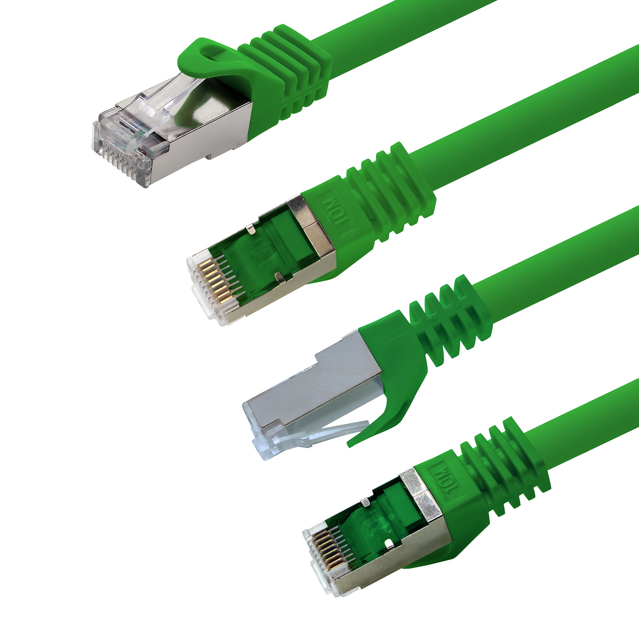 Cable de red Cat. 7, cable de conexión Ethernet, cable de red CAT.7, S-FTP, PIMF, LSZH, compatible con CAT5e, CAT5, CAT6, CAT8, 10 Gb verde - 10 unidades 10 m