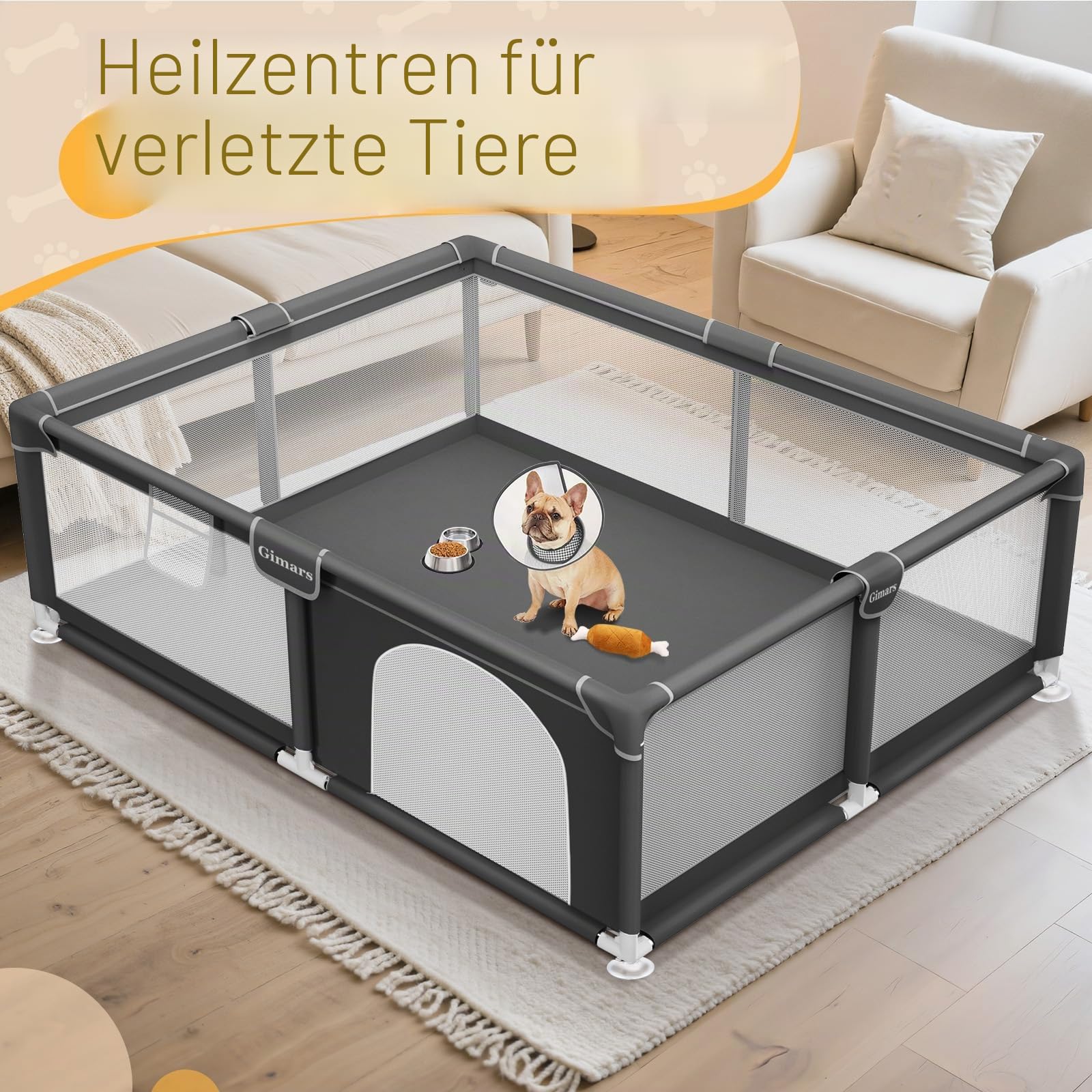 180 x 150 x 66 cm Welpenlaufstall mit Tür, Hundelaufstall für Welpen oder kleine Hunde, Stabiler Sicherheits-Tierlaufstall, Verdickter Stoff, Hochfestes Nylon-Mesh, Für Innen- & Außenbereich, Waschbar