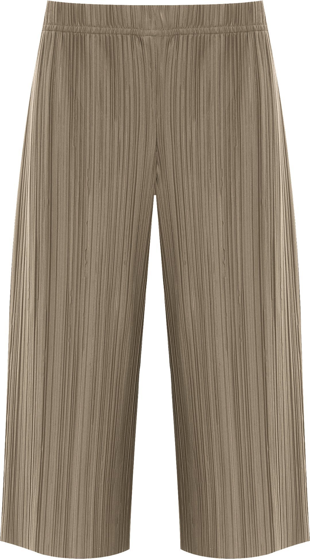 WearAll Women's Plus Pleated Elasticated Culottes Ladies Stretch Baggy Fit Shorts Pants - Mocha - 28-30