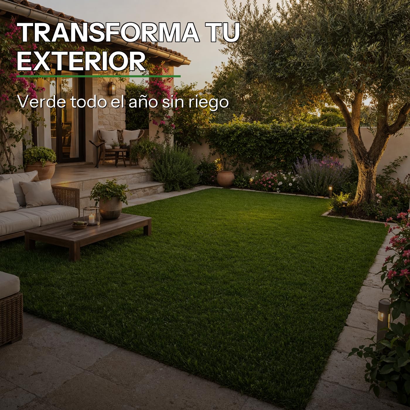 Rollo Césped Artificial 30 mm 1 x 5 m (5 m²), Alfombra Sintética para Interiores y Exteriores, Terrazas, Balcones y Jardín