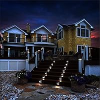 Vista 7 de Luces solares para valla al aire libre, lámpara impermeable para terraza, patio, jardín, acero inoxidable, paquete de 2, estuche de metal negro, luz